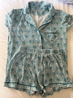 Roller Rabbit Star Monkey Blue Print Pajama Set
